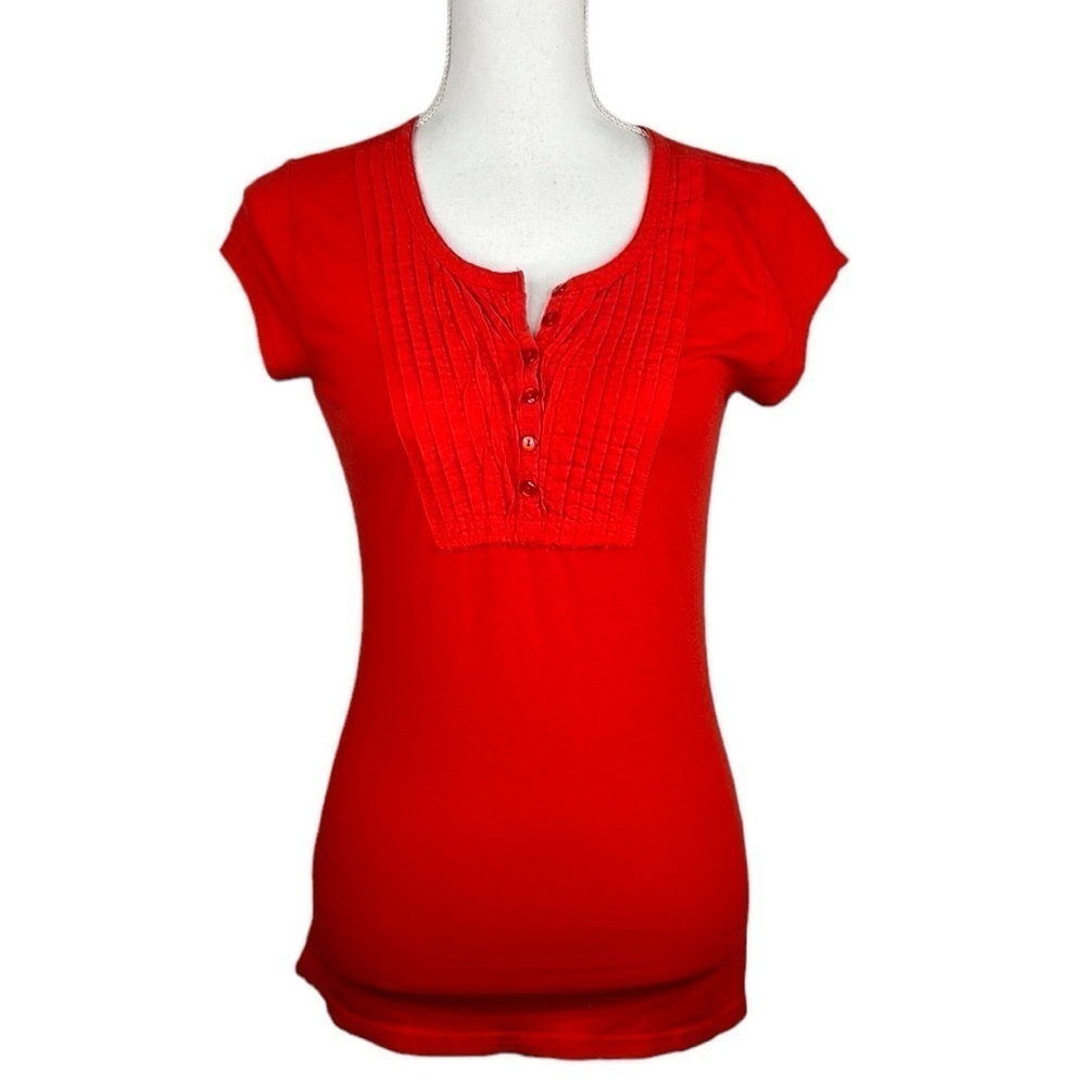 Copper Key‎ Red Boho Short Sleeve Casual Top Size Medium